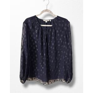Boden Silk Blend Navy Blue Dolores Top, Size 14